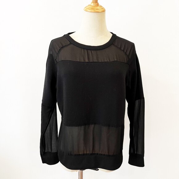 Zara Trafaluc Black Sweatshirt Sheer Panels Medium Basic Lounge Casual - Picture 2 of 7